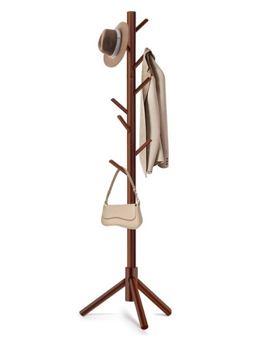 Brown Freestanding Coat Rack Stand - Home Storage & Organization